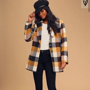 Orange multi plaid coat